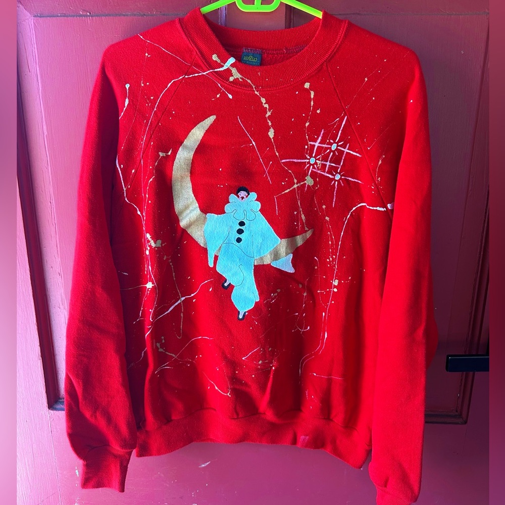Jerzees Red Graphic Crewneck Sweater Clown Vintage